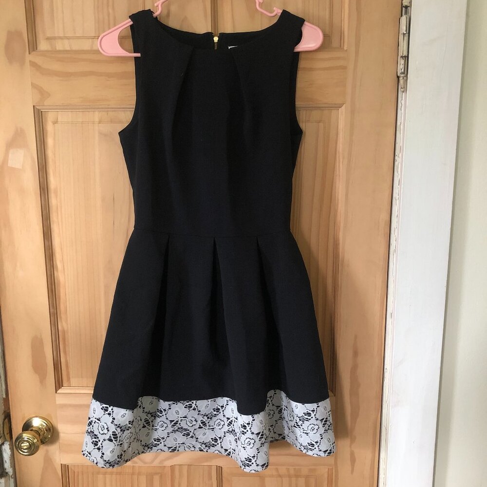 Closet Black Dress with White Lace Hem, fits more like size 6